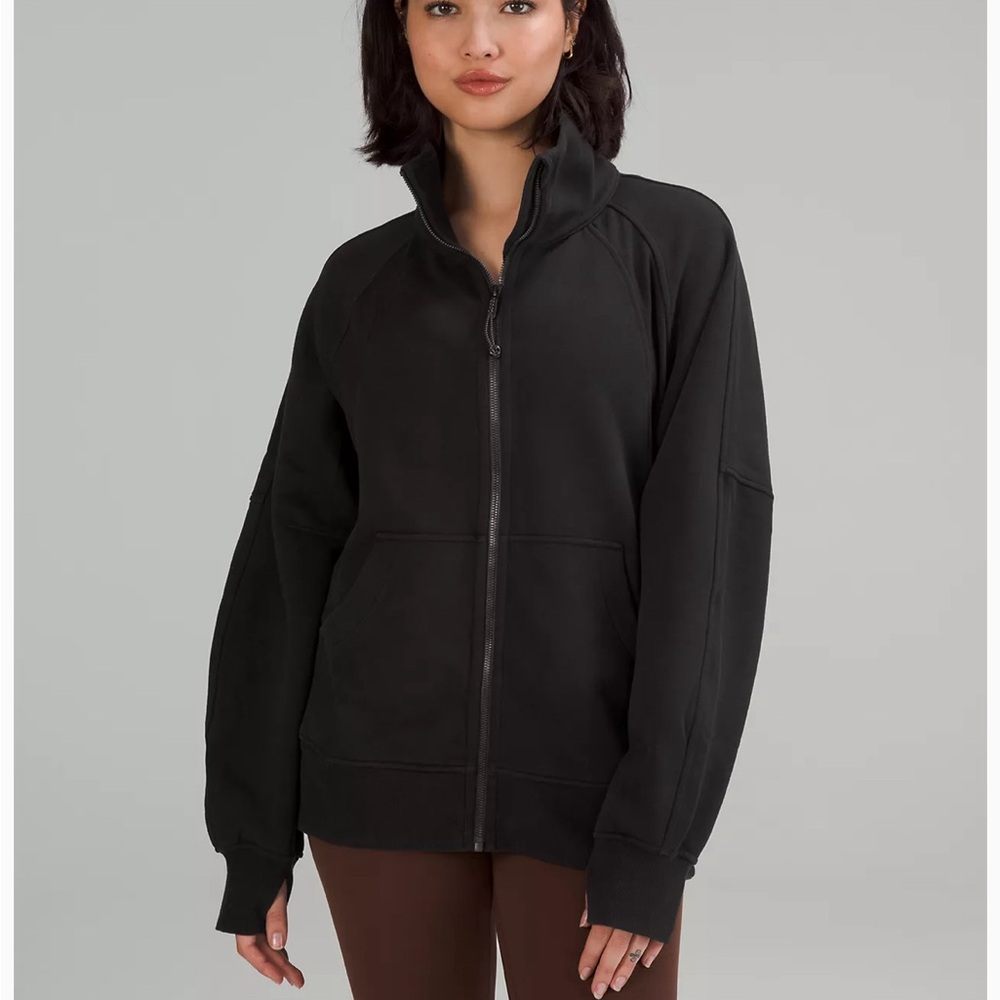 Women’s Lululemon Scuba Oversized Funnel-Neck Full Zip Color Black Size Medium